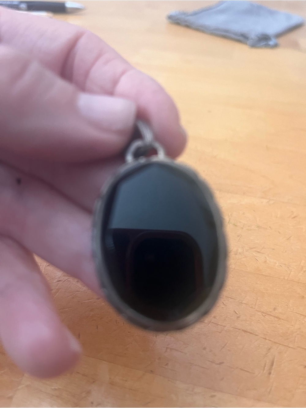 Black Oval Stone Pendant Necklace
